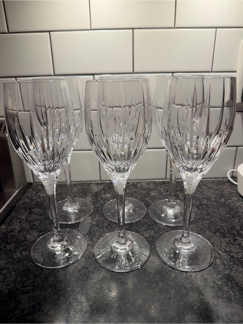 Mikasa arctic lights Crystal Cut Wine Glasses — Clear Stemware Set of 6